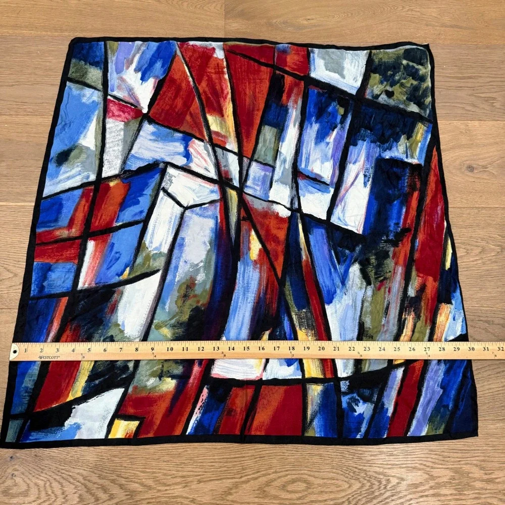Vintage Echo CBS Silk Scarf Abstract Geometric Stained Glass Print Made in Japan